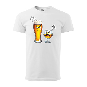 Tričko s potiskem Mě má rád víc - pivo vs. bourbon: bílé 3XL