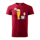 Tričko s potiskem Mě má rád víc - pivo vs. káva: červené 5XL