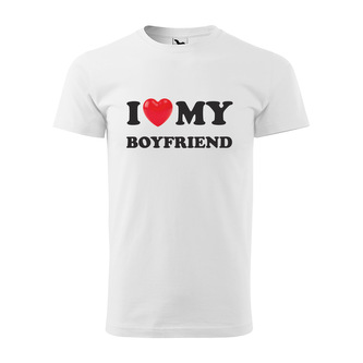Tričko s potiskem I love my boyfriend: bílé 5XL