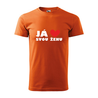 Tričko s potiskem Já miluju svou ženu: oranžové 5XL