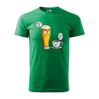 Tričko s potiskem Mě má rád víc - pivo vs. káva: zelené 2XL