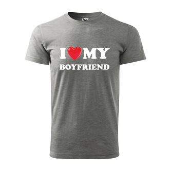 Tričko s potiskem I love my boyfriend: šedé 3XL