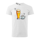 Tričko s potiskem Mě má rád víc - pivo vs. káva: bílé M