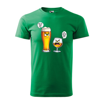 Tričko s potiskem Mě má rád víc - pivo vs. bourbon: zelené M