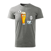Tričko s potiskem Mě má rád víc - pivo vs. káva: šedé L