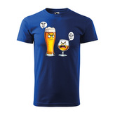 Tričko s potiskem Mě má rád víc - pivo vs. bourbon: modré S