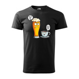 Tričko s potiskem Mě má rád víc - pivo vs. káva: černé XL