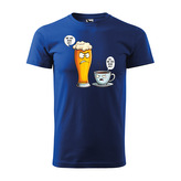 Tričko s potiskem Mě má rád víc - pivo vs. káva: modré L