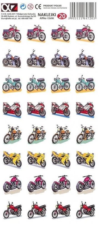 Naklejki Alfika i Zetki 20 Motocykle