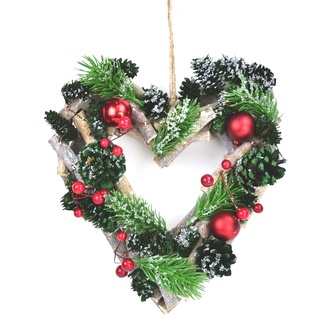 Srdce se zelenými šiškami 24x23 cm