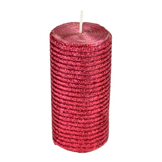 Svíčka s červeným glitrem 9,5x5 cm