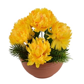 Dušičková miska se žlutými chryzantémami 22 x 19 cm