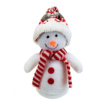 Sněhulák pletenou čepičkou a šálou 14 cm