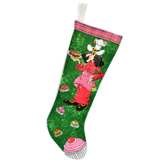 Punčocha s čarodějnicí zelená 43 cm