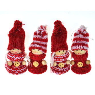 Pletené panenky červené 4 ks, 8 cm