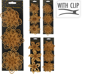 KWIAT NA KLIPIE KOMPLET 3SZTUK BROKATOWE