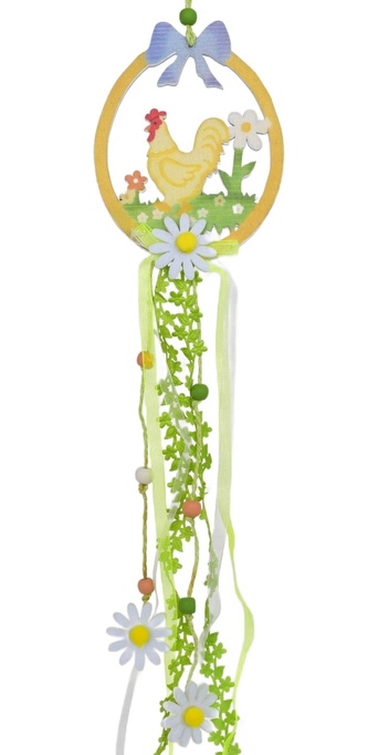 Dřevěné vajíčko s kohoutkem na zavěšení 50x10 cm