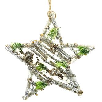 Hvězda bílo-stříbrná 30 cm