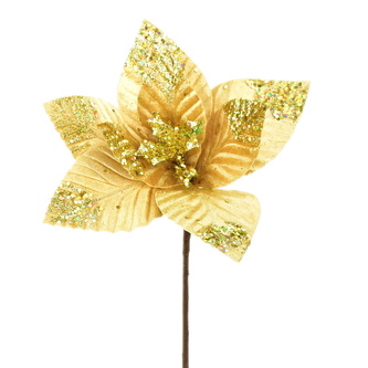 Poinsetie třpytivá zlatá Ø25 cm