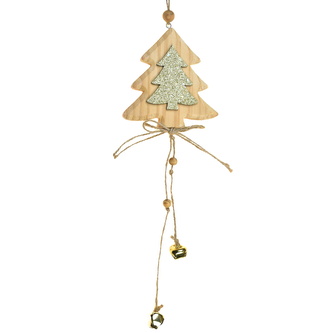 Závěsný stromek zlatý s rolničkami
