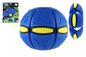 DiskMíč - Hoď disk, chyť míč! plast 22cm modrý na kartě 21,5x27x7cm