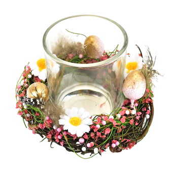 Svícínek se zdobeným věnečkem, oranžový, Ø12 cm