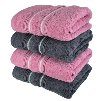 Sada froté ručníků STRIPE 50x90 cm 2 ks růžové, 2 ks šedé
