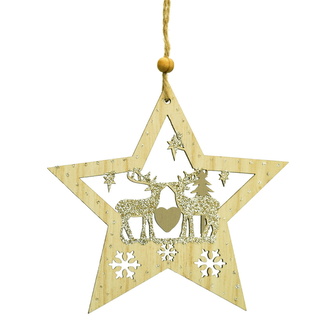 Závěsná hvězda se srnkami 14x14 cm