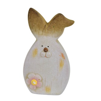 Zajíček keramický s květinou 14,5 cm