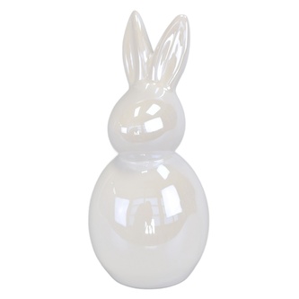Zajíc keramický perleťově bílý 17,5 cm