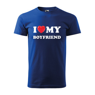 Tričko s potiskem I love my boyfriend: modré 4XL