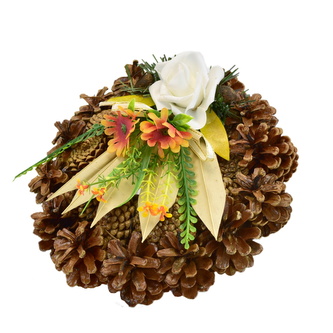 Šiškový věnec s bílou růží Ø22 cm