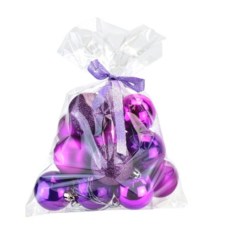 Vánoční koule v sáčku, 5 cm,  fialové, 16 ks