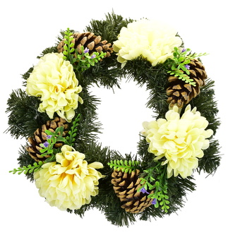 Podzimní věnec se sv. žlutými chryzantémami Ø30 cm