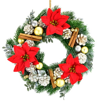 Věnec s ponsetií a skořicí Ø35 cm