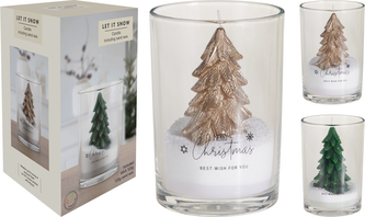 ŚWIECA CHOINKA W SZKLE 10X14CM