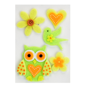 Jarní motivy z flísu, sovička, 5 ks