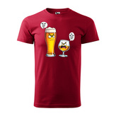 Tričko s potiskem Mě má rád víc - pivo vs. bourbon: červené 2XL