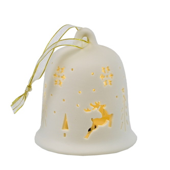 Zvonek z porcelánu s LED osvětlením 14x8 cm