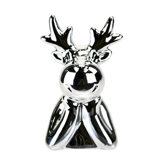 Keramický sob stříbrný 11 cm