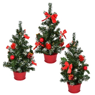 Stromečky zdobené červené 25 cm, 3 ks