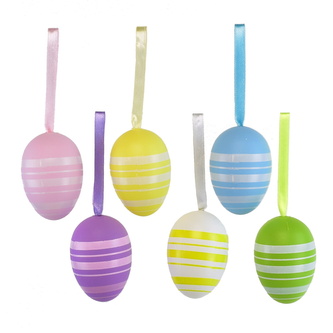 Velikonoční vajíčka proužkovaná 6 ks, 6x4 cm