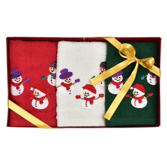 Vánoční ručníky se sněhulákem v dárkovém balení - 3ks 30×50 cm