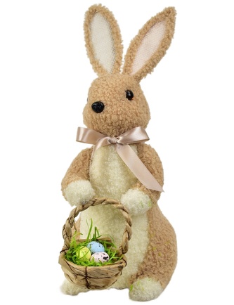 Zajíc plyšový s košíčkem 32x23 cm