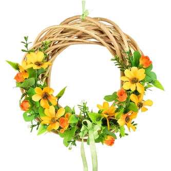 Letní proutěný věneček s oranžovými krásenkami Ø25 cm