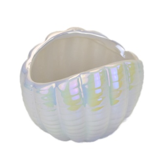 Miska keramická mušle, bílá perleť, 10x13 cm