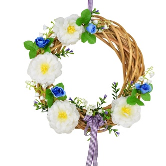 Proutěný věneček s bílou kamélií Ø25 cm