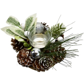 Svícen šiškový bílý Ø15 cm