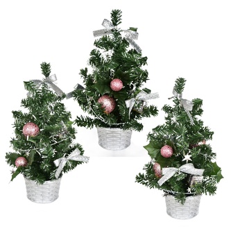 Stromečky zdobené růžové 25 cm, 3 ks