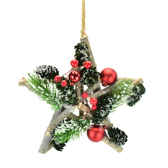 Hvězda 3D se zelenými šiškami 20 cm